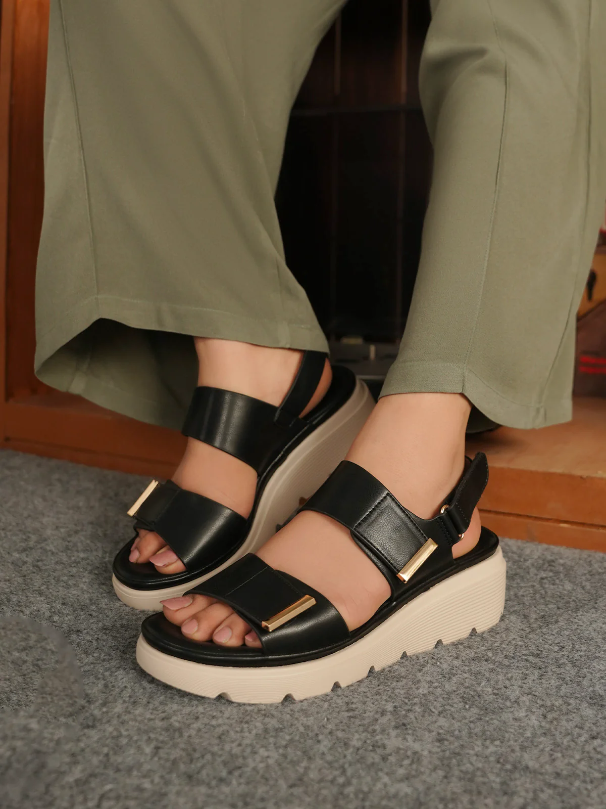 Women "RILEY" Comfort Velcro Strap Sandals