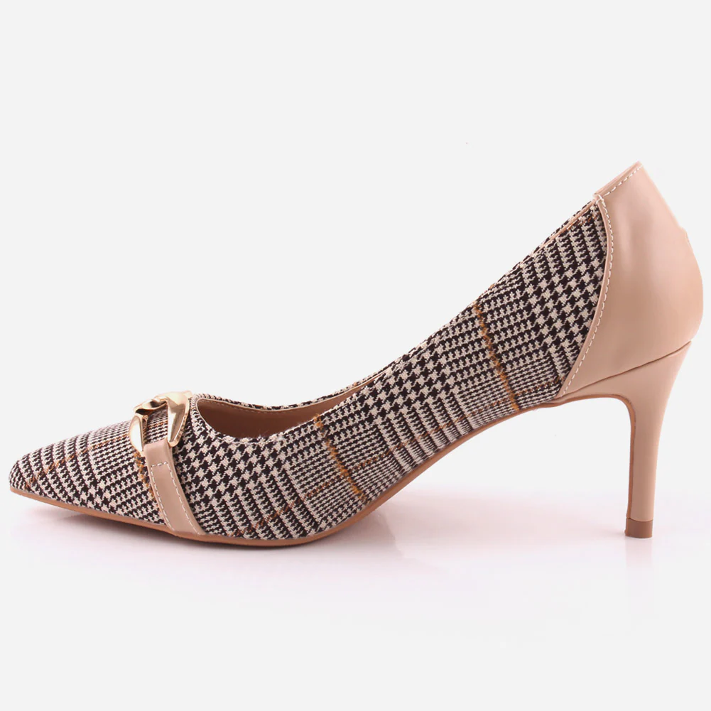 Women "ROMILY" Suede Platform Chain Buckle Patent  Stiletto Court Shoes - Image 3