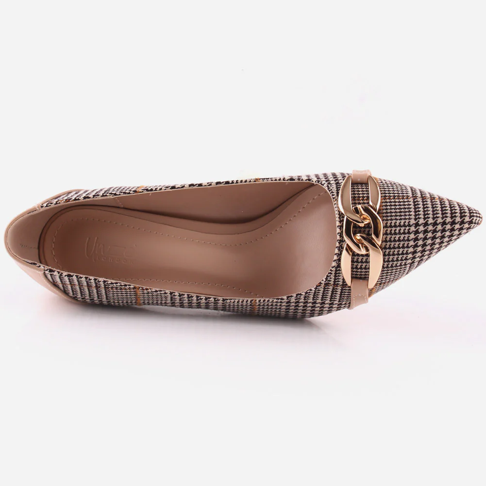 Women "ROMILY" Suede Platform Chain Buckle Patent  Stiletto Court Shoes - Image 4