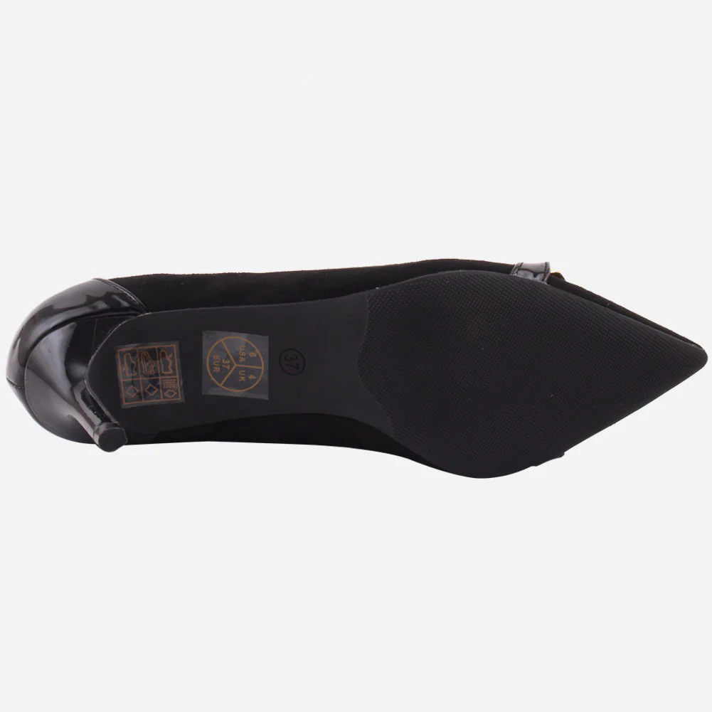 Women "ROMILY" Suede Platform Chain Buckle Patent Stiletto Court Shoes - Image 5