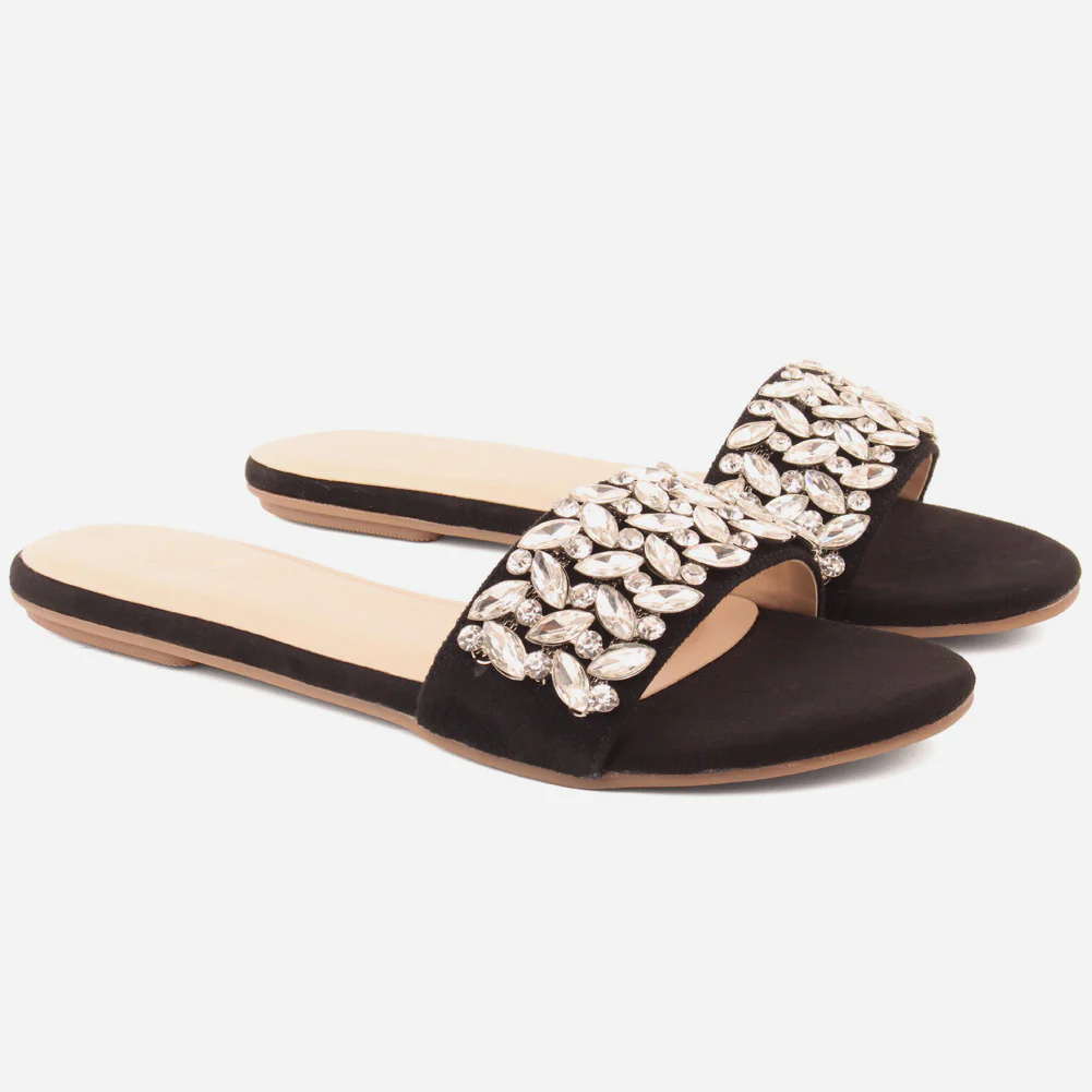 Women "ROSALIND" Crystal Jewel Slip On Slippers - Image 2