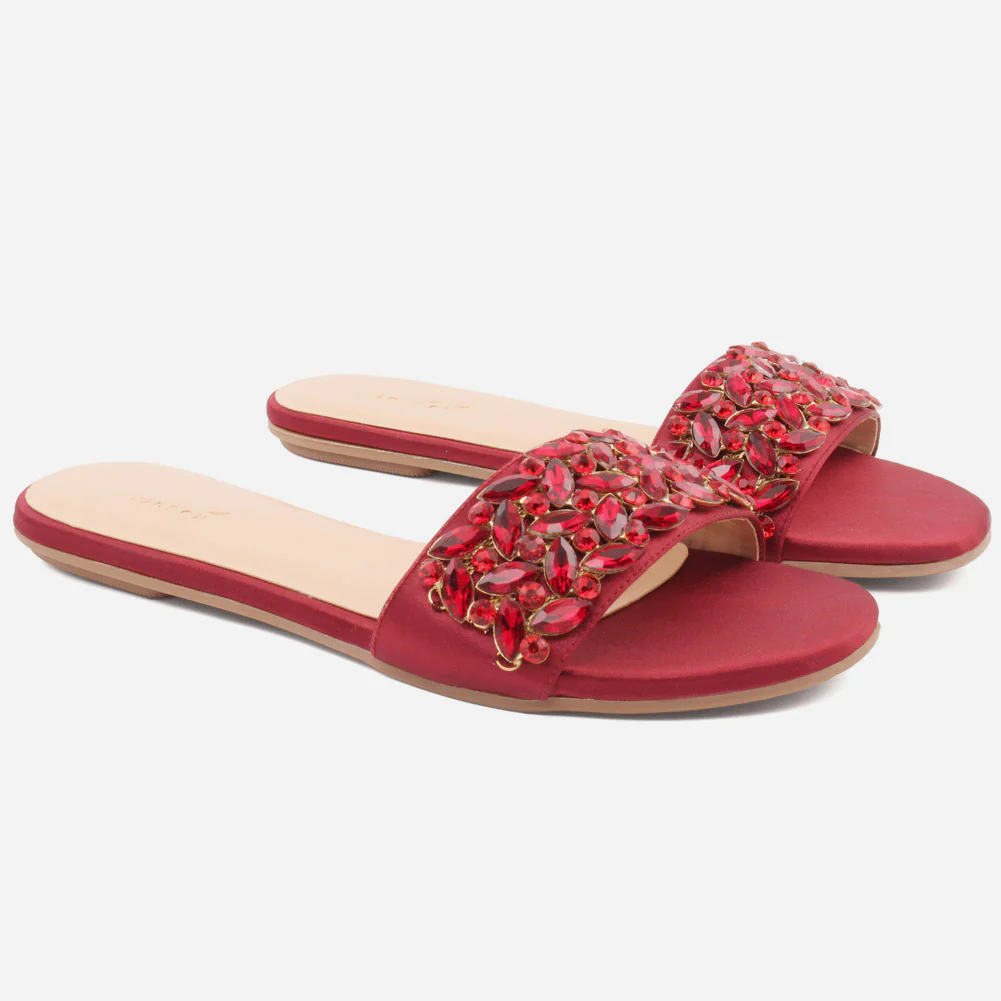 WOMEN "ROSALIND" CRYSTAL JEWEL SLIP ON SLIPPERS - Image 2