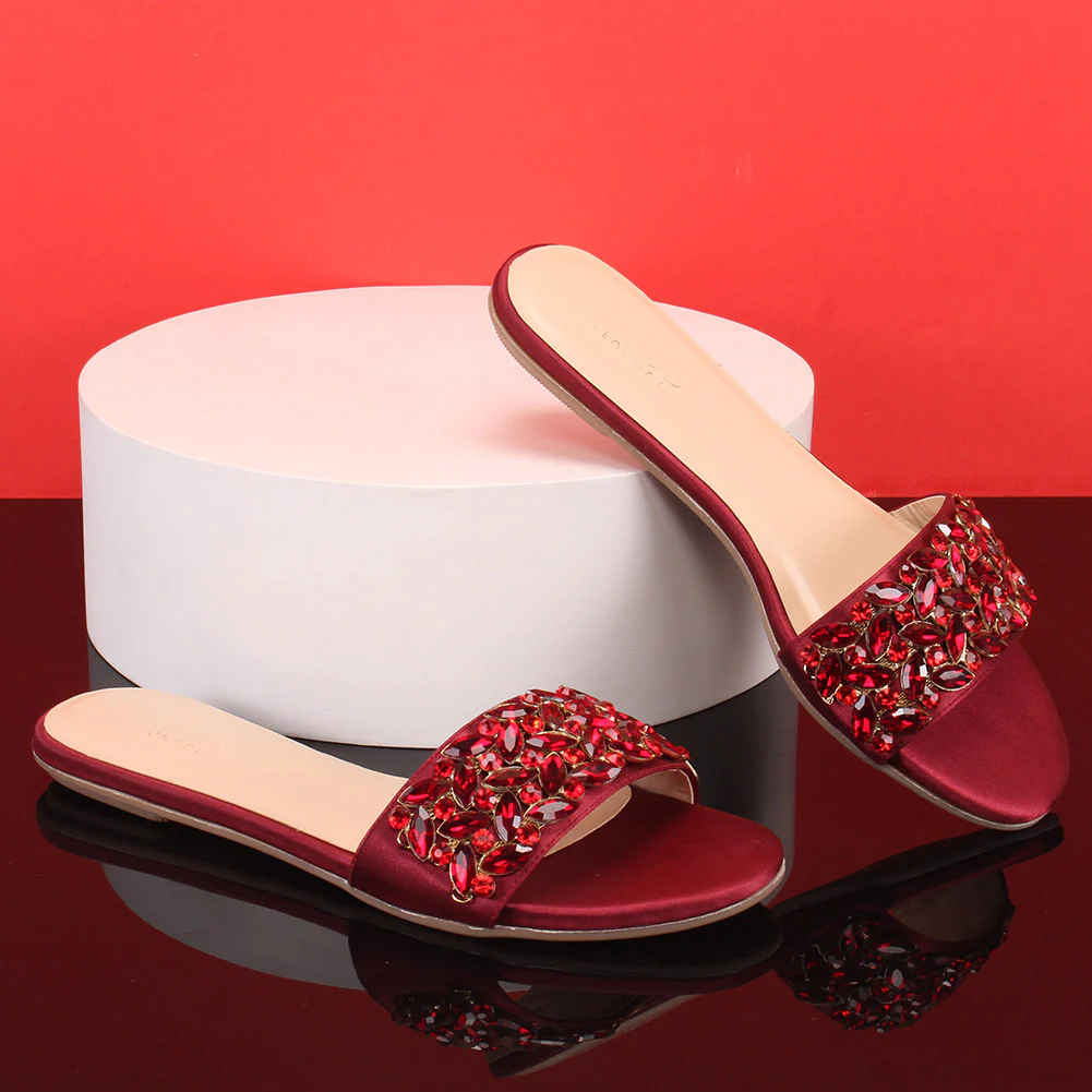 WOMEN "ROSALIND" CRYSTAL JEWEL SLIP ON SLIPPERS - Image 6