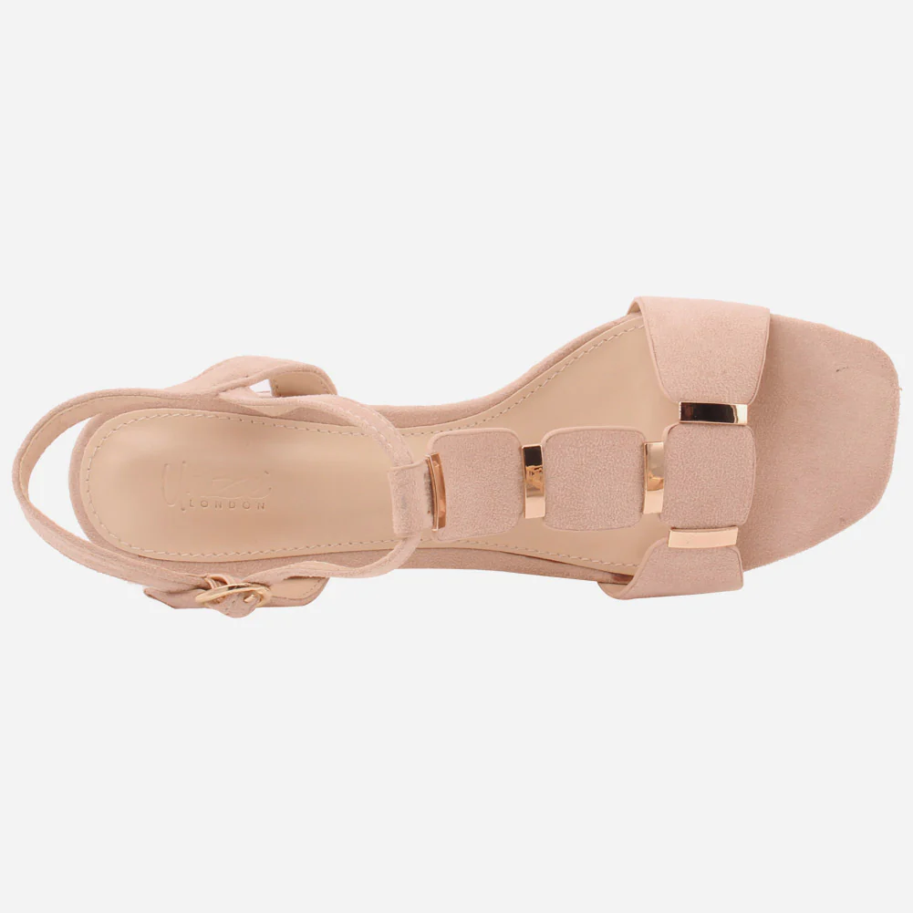 Women "ROSE" Block T-Strap Buckle Closure Slip On Block Heel Sandals - Image 4