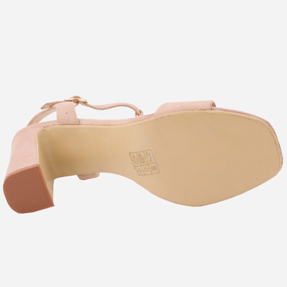 Women "ROSE" Block T-Strap Buckle Closure Slip On Block Heel Sandals - Image 5