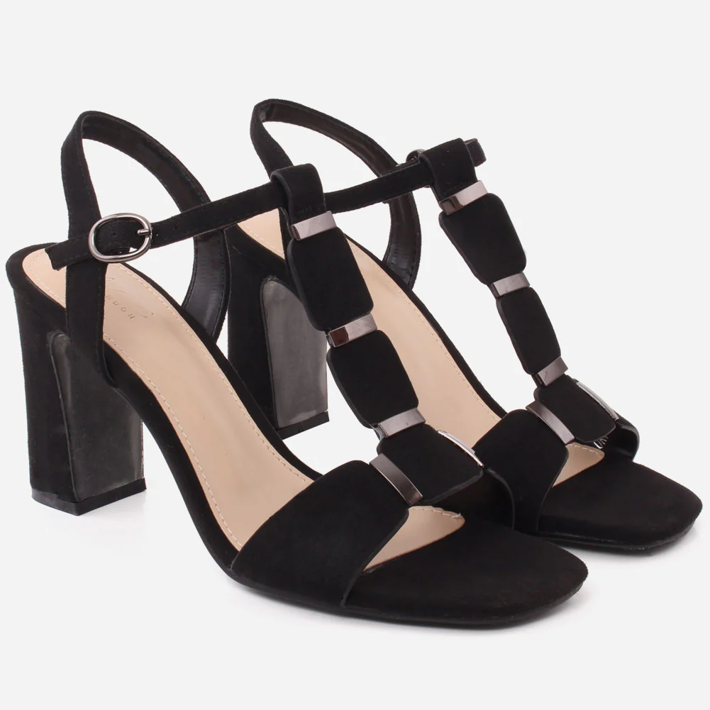 Women "ROSE" Block T-Strap Buckle Closure Slip On Block Heel Sandals - Image 2