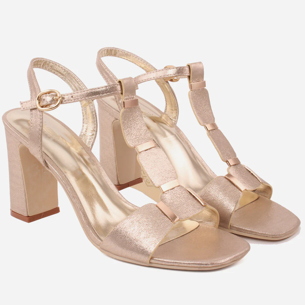 Women "ROSE" Block T-Strap Buckle Closure Slip On Block Heel Sandals - Image 2