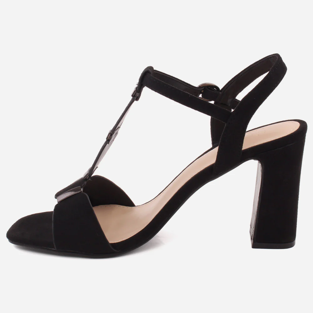 Women "ROSE" Block T-Strap Buckle Closure Slip On Block Heel Sandals - Image 3