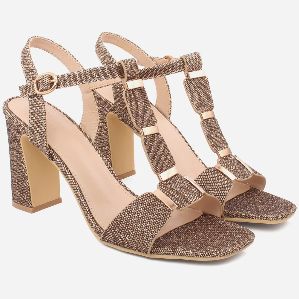 Women "ROSE" Block T-Strap Buckle Closure Slip On Block Heel Sandals - Image 2