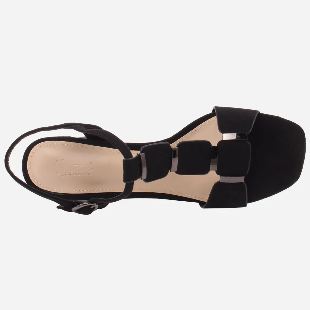 Women "ROSE" Block T-Strap Buckle Closure Slip On Block Heel Sandals - Image 4