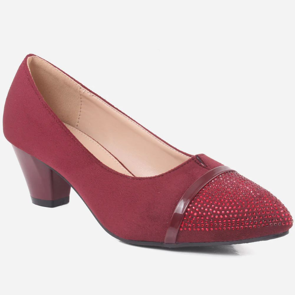 Women "RUTANYA" Block Heel Court Shoes