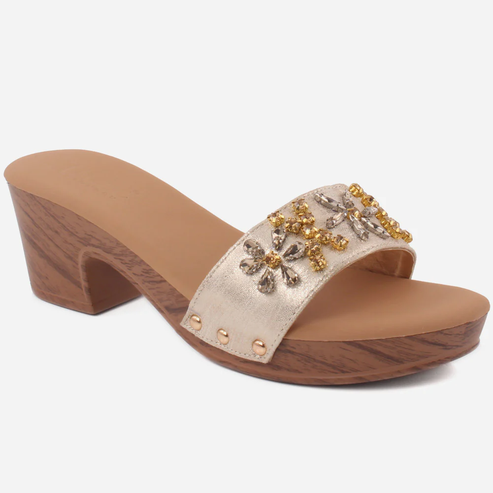 Women" SANDY" Multi Color Block Heel Sandals