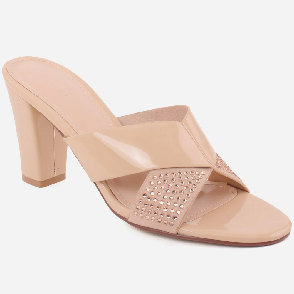 Women "SAWYER" Butterfly Strap Rhinestone Embellished Open Toe Block Heel Slip On Sandals
