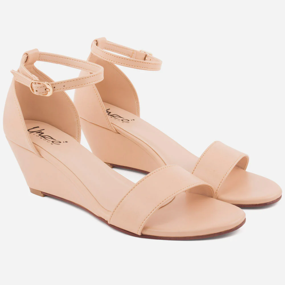 Women "Simone" evening Matt shiny wedge heel sandal - Image 2
