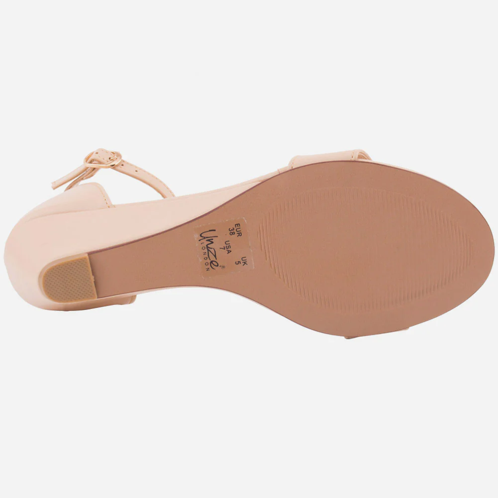 Women "Simone" evening Matt shiny wedge heel sandal - Image 5