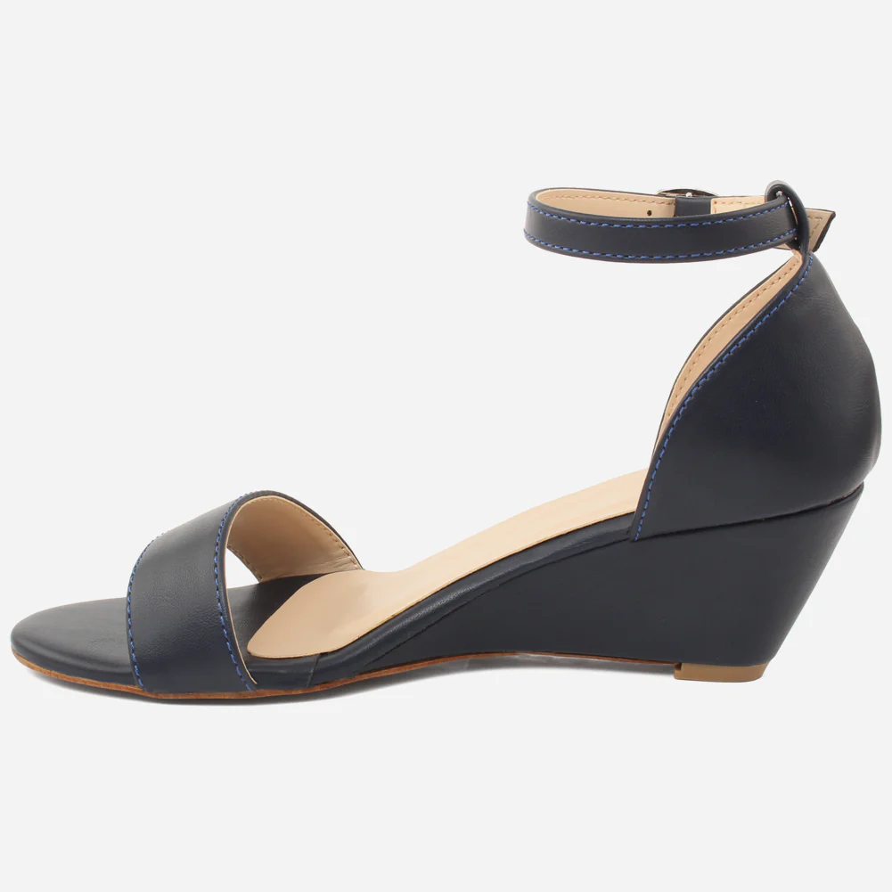 Women "Simone" evening Matt shiny wedge heel sandal - Image 3