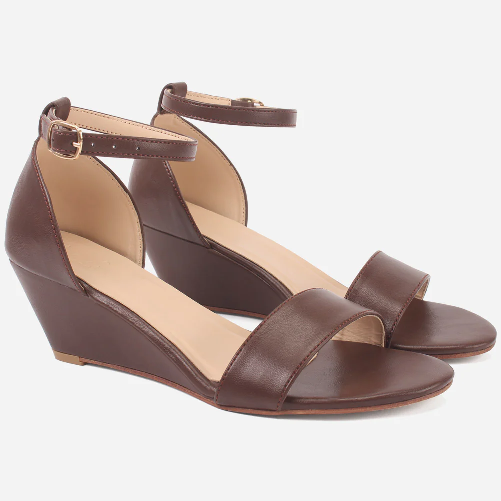 Women "Simone" evening Matt shiny wedge heel sandal - Image 2