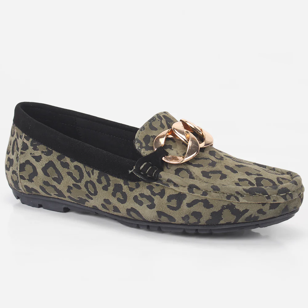 Women "TRAUSS" Leopard Slip On Moccasins