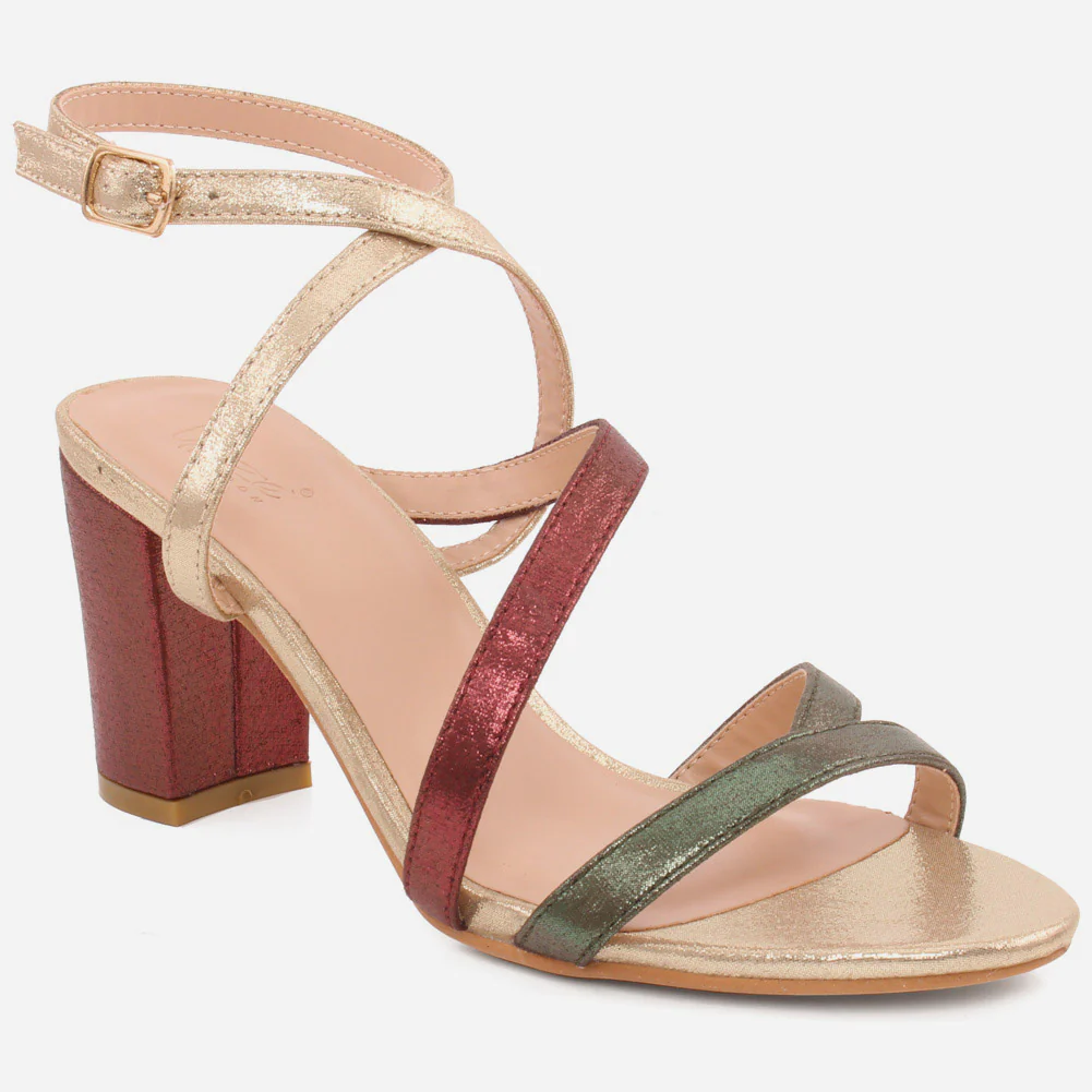 Women "TRIXIE" Open Toe Cross Over Strappy Upper Ankle Strap Block Heel Sandals