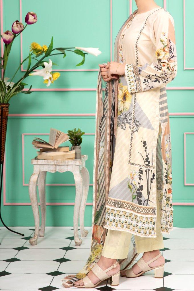 Women "Tyson" 3 Piece Digital Printed Lawn Suit with Voile Fabric Dupatta