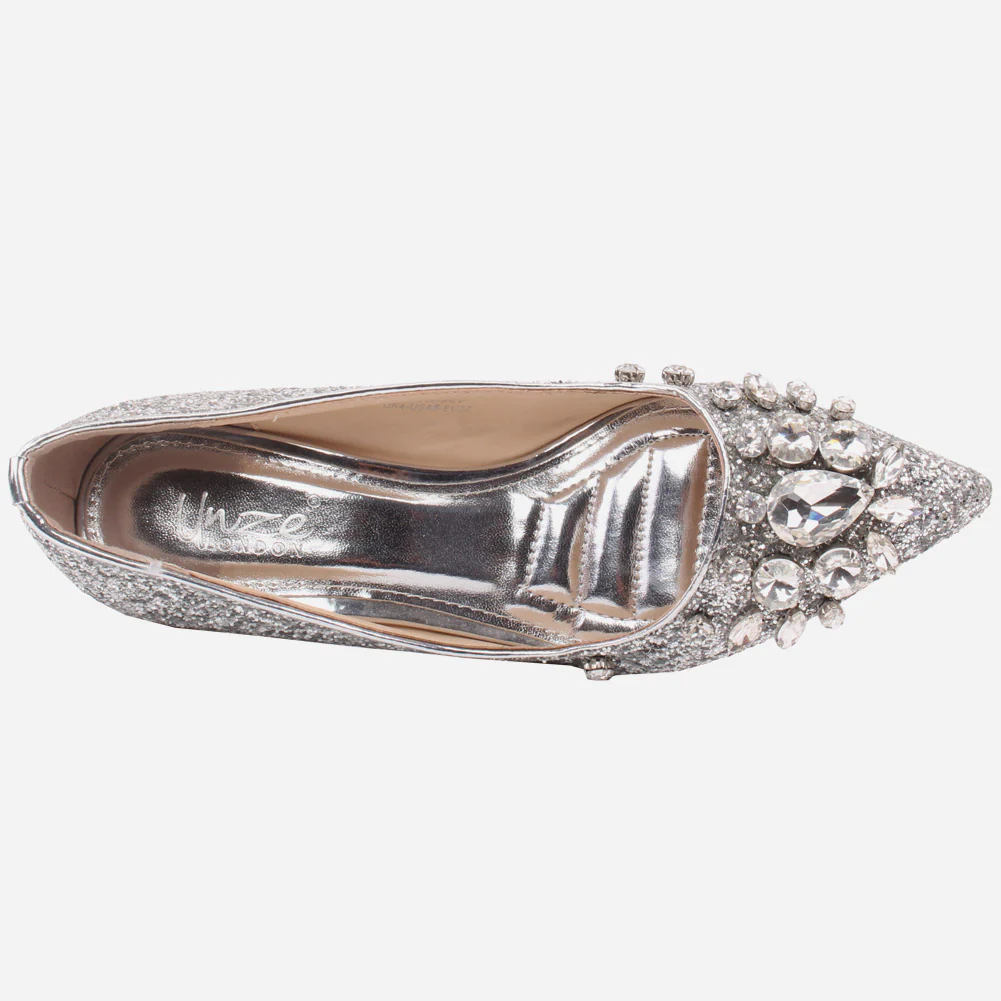 Women “VALO”Diamante Embellished Pointy Toe Kitten Heel Court Shoes - Image 4