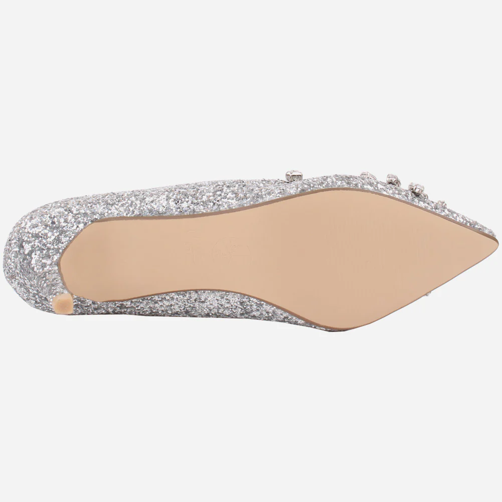 Women “VALO”Diamante Embellished Pointy Toe Kitten Heel Court Shoes - Image 5
