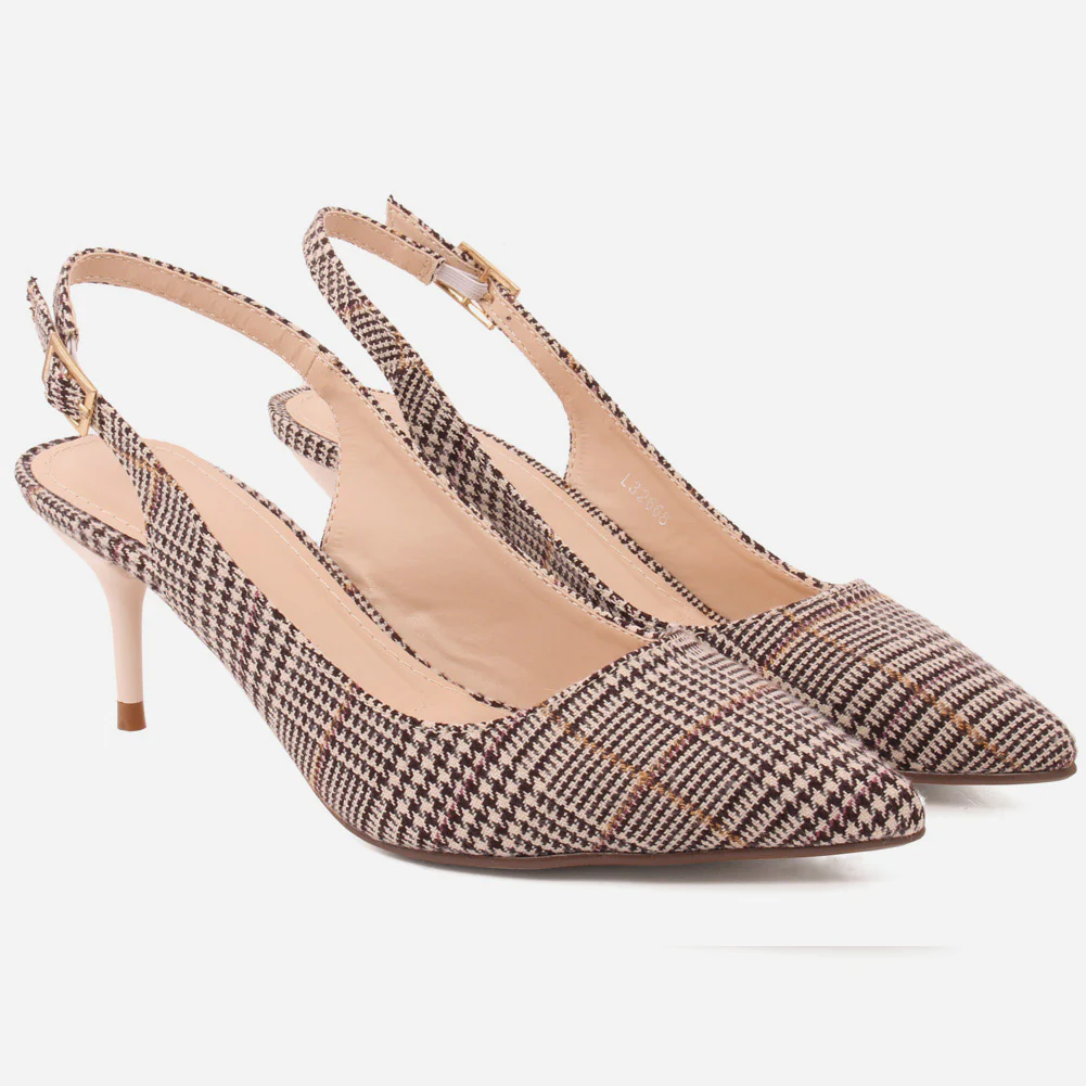 Women "VIVECA" Shaded Sling Back Closed Toe Patent Stiletto Heel Sandals - Image 2