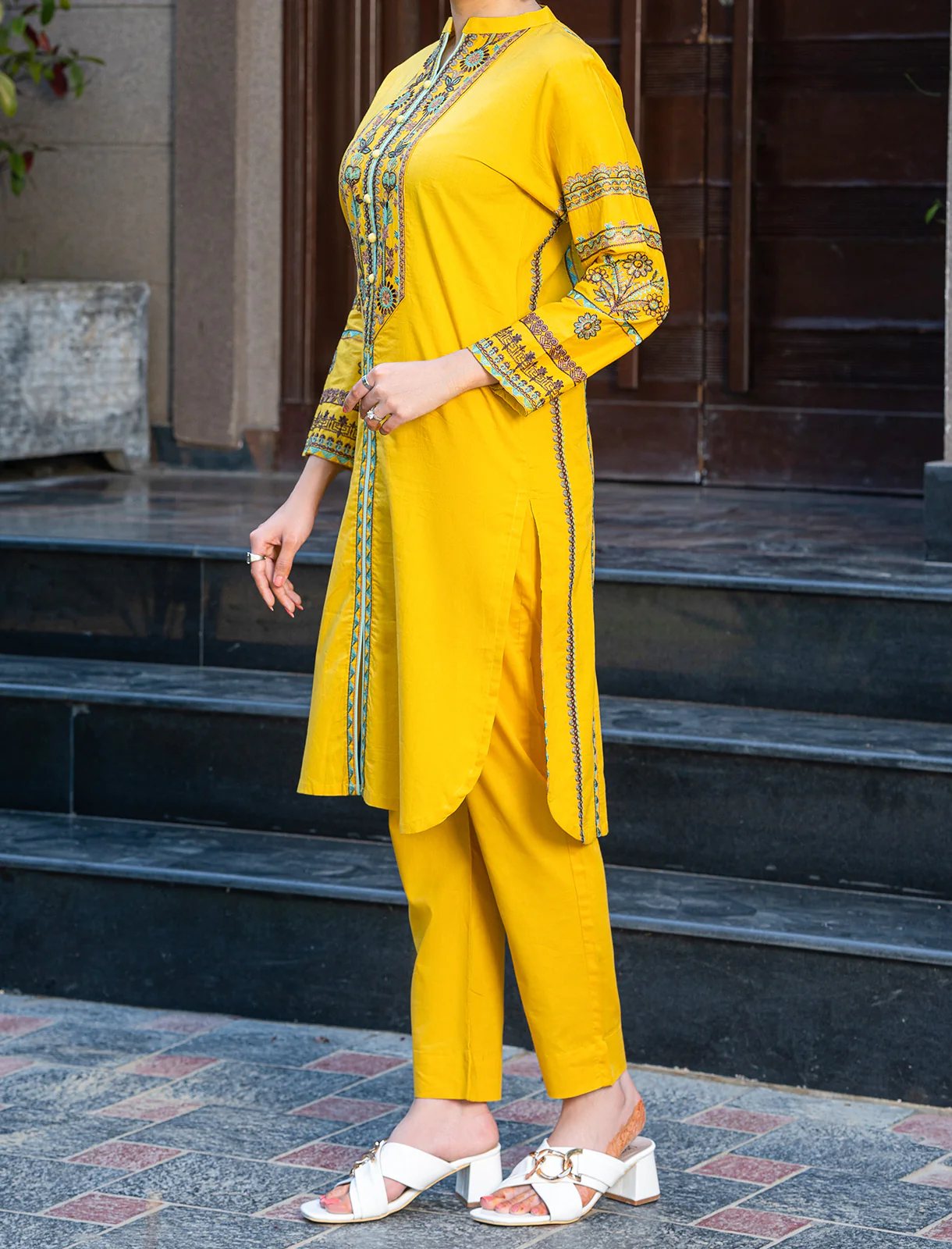 Women "ZEYNEP" Embroidered Lawn Summer Shirt - Image 3