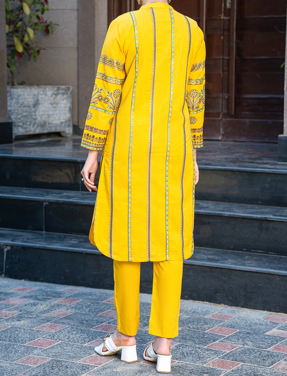 Women "ZEYNEP" Embroidered Lawn Summer Shirt - Image 5