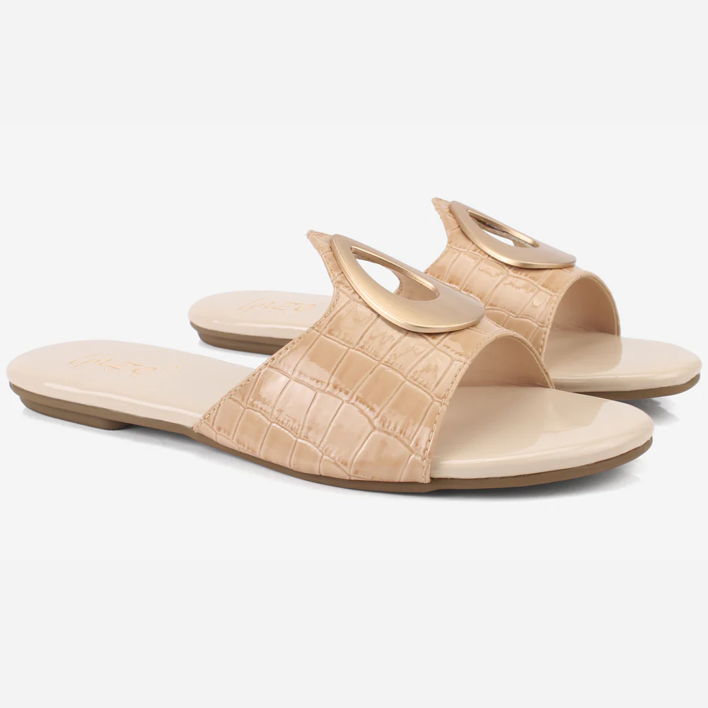 Womens "OPIA" Metallic Buckled Summer Slippers - Image 2