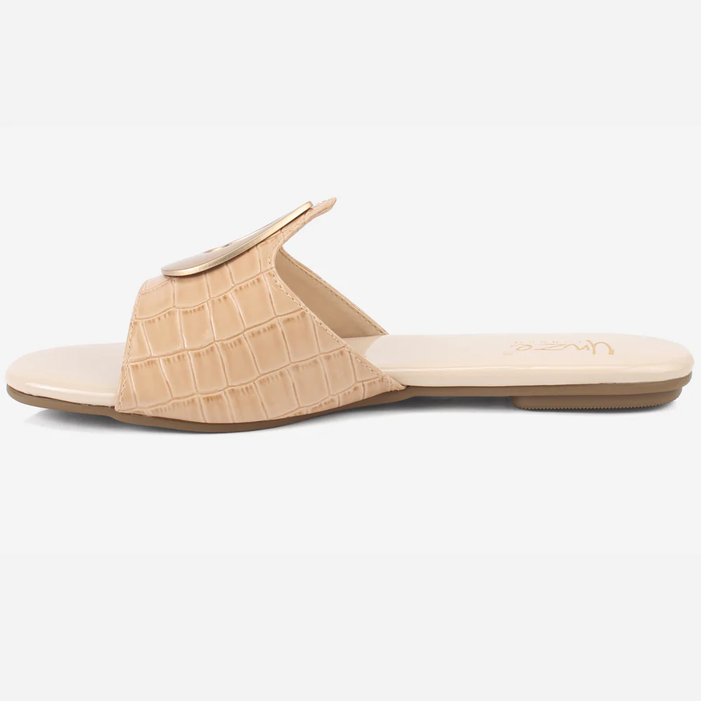 Womens "OPIA" Metallic Buckled Summer Slippers - Image 3