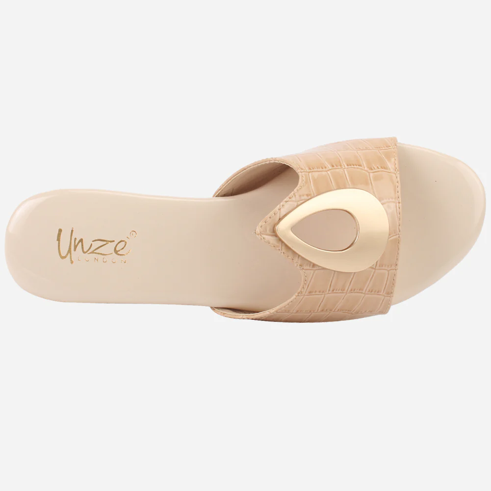 Womens "OPIA" Metallic Buckled Summer Slippers - Image 4