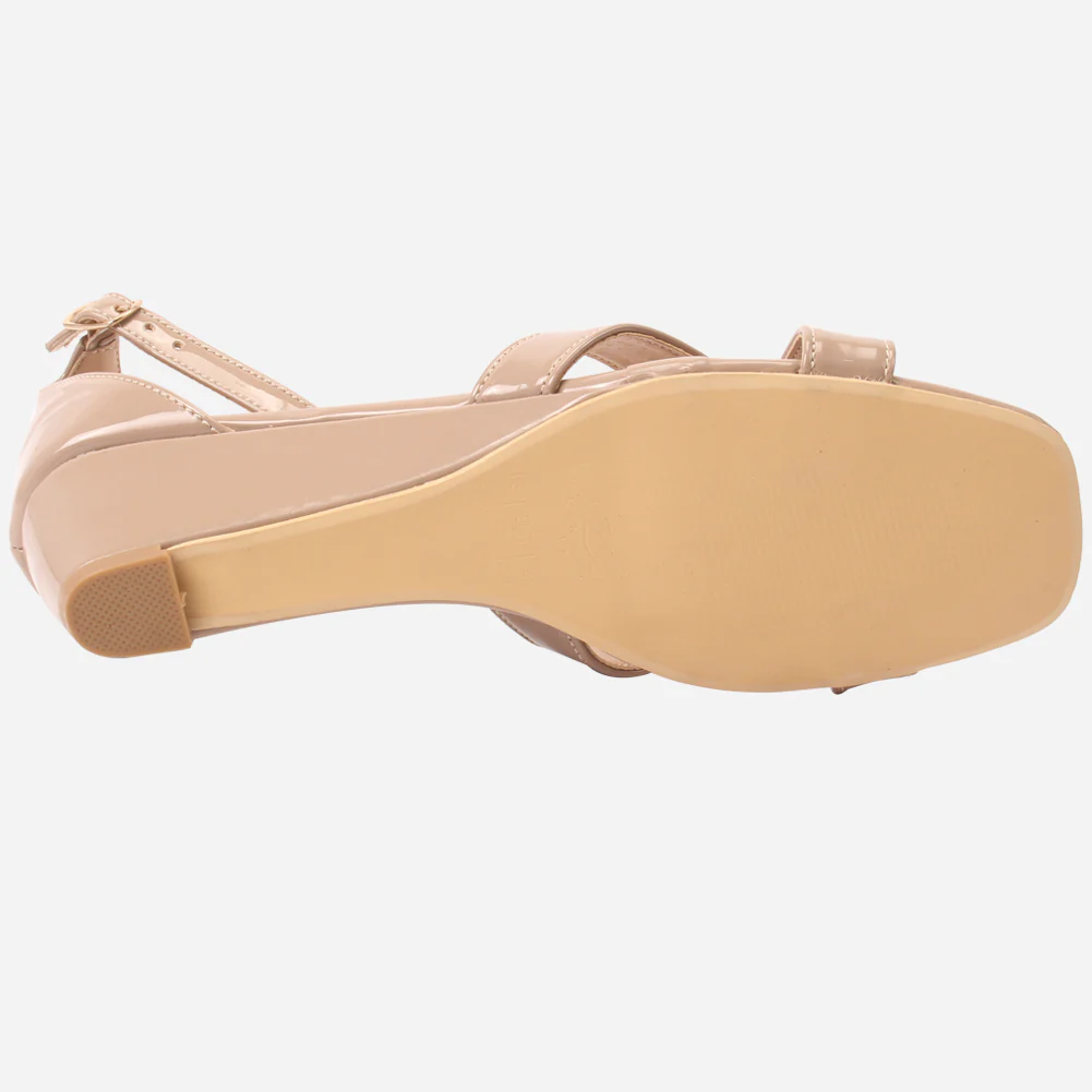 Women "ZUHAI" Glossy Crossover Wedge Sandals - Image 5