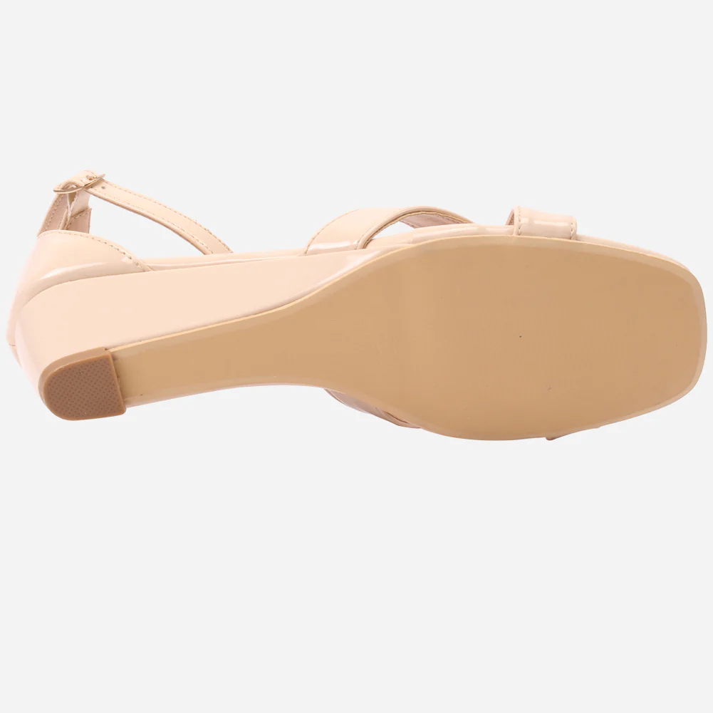 Women "ZUHAI" Glossy Crossover Wedge Sandals - Image 5
