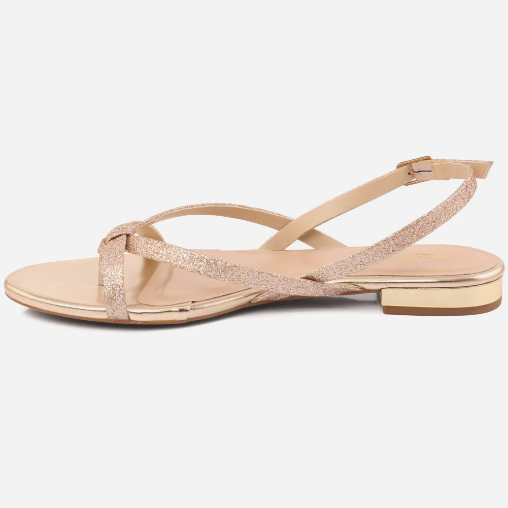 Women"Lorena" cross strap glossy low heel sandals - Image 3