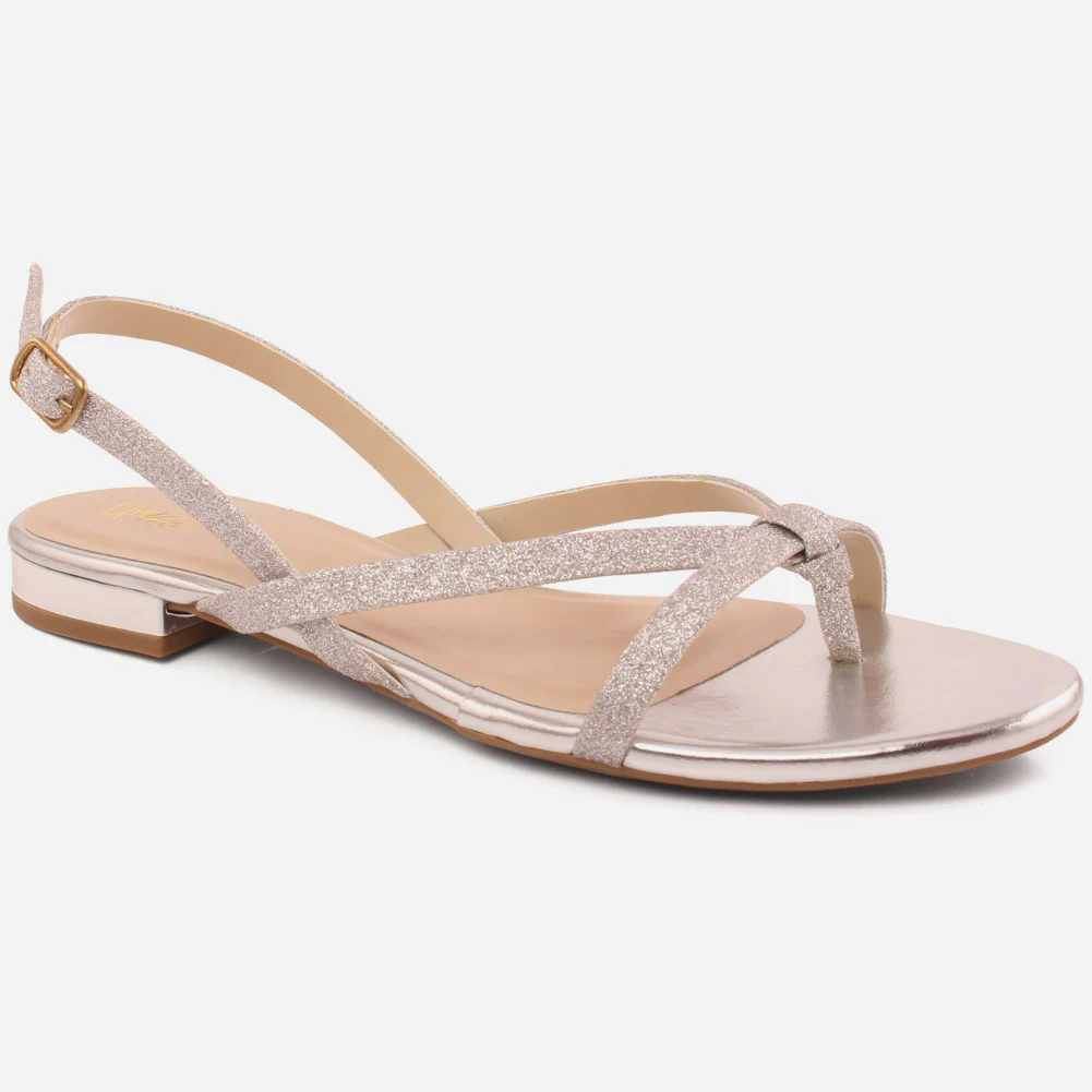 Women"Lorena" cross strap glossy low heel sandals