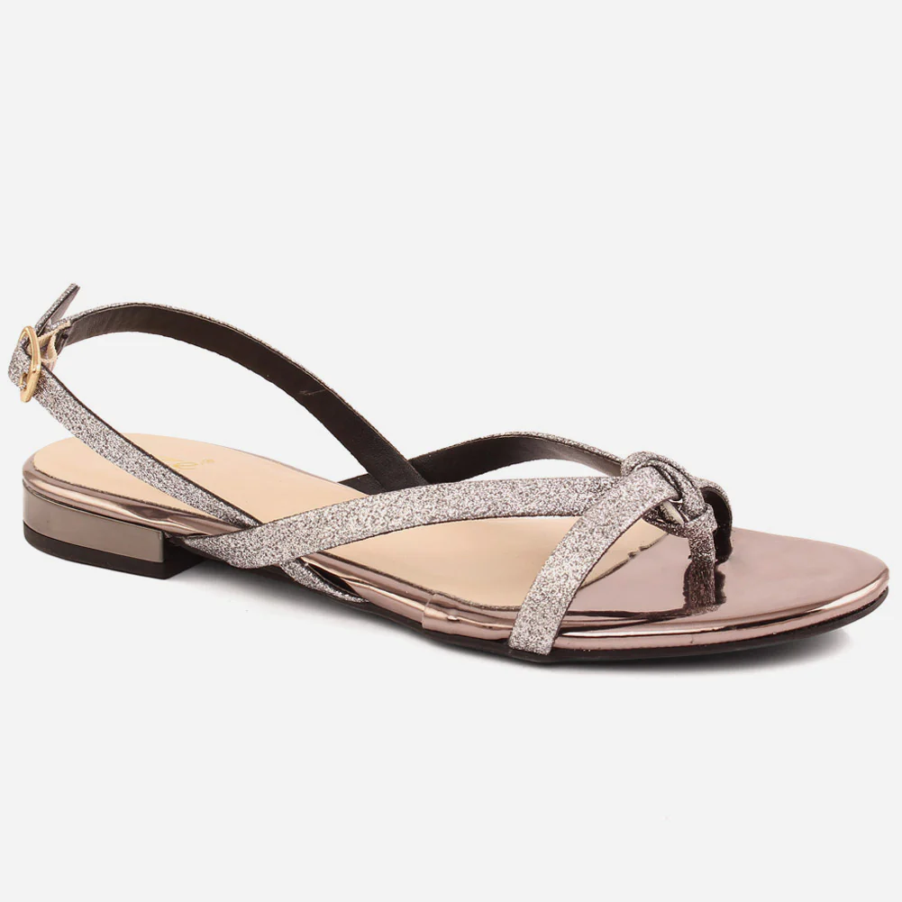 Women"Lorena" cross strap glossy low heel sandals