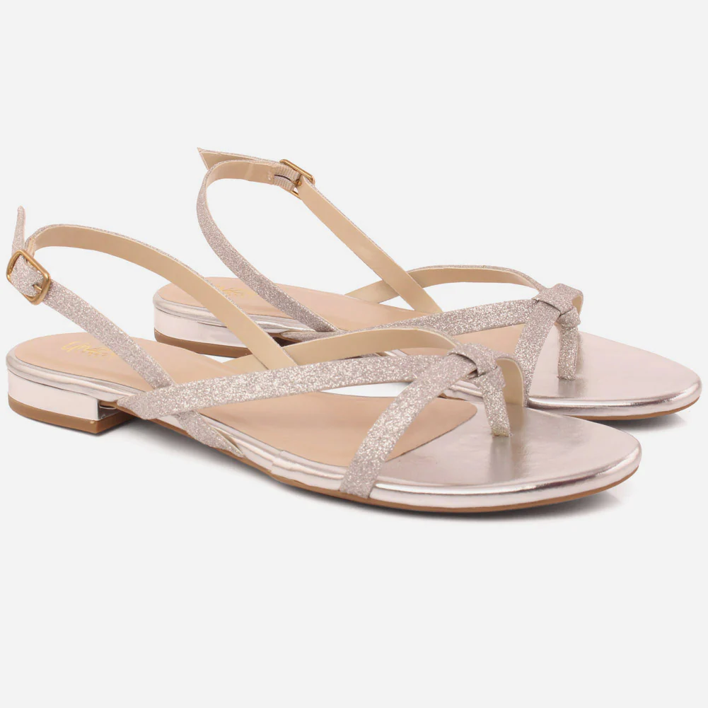 Women"Lorena" cross strap glossy low heel sandals - Image 2