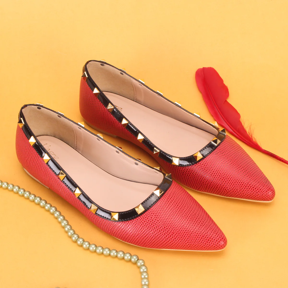 Womens "ADELAIDA  "Pointed Adorned Flat Shoes - Image 6