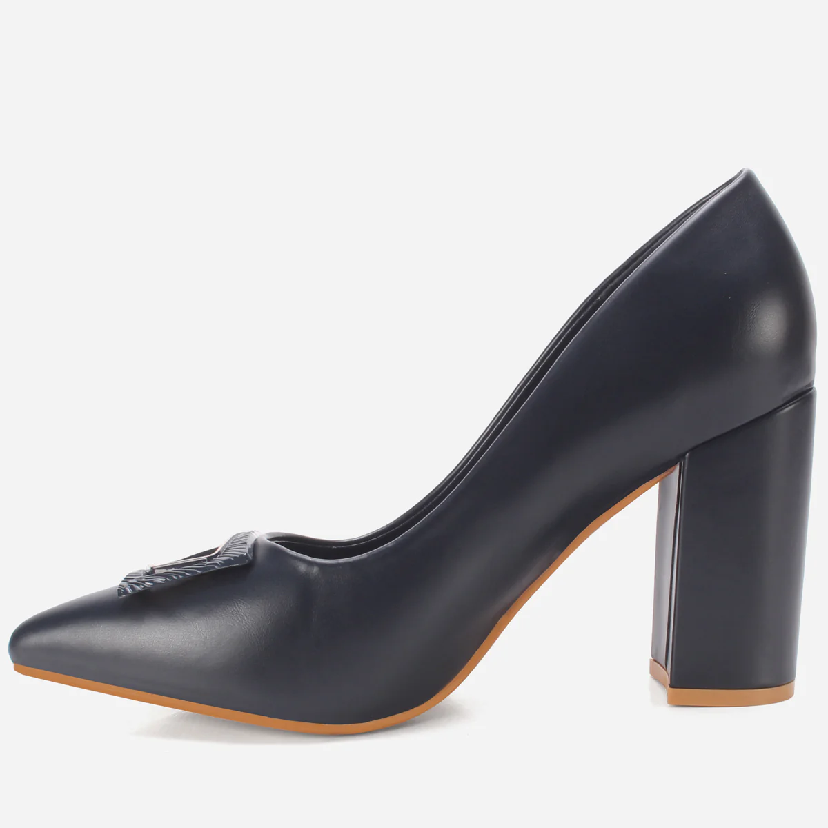 Womens "AINSLEY" Pointed Toe Block Heeled Courts - Image 3