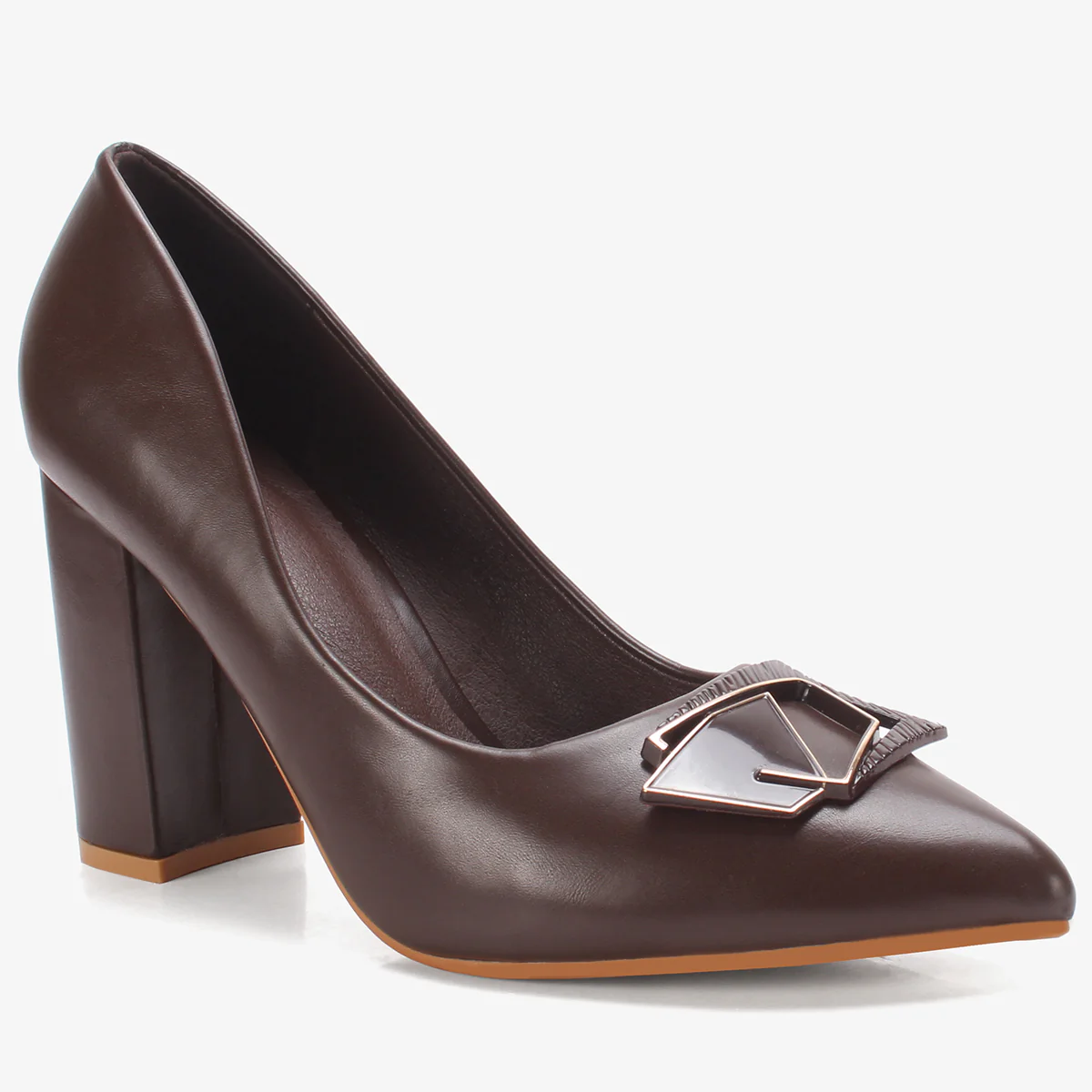 Womens "AINSLEY" Pointed Toe Block Heeled Courts
