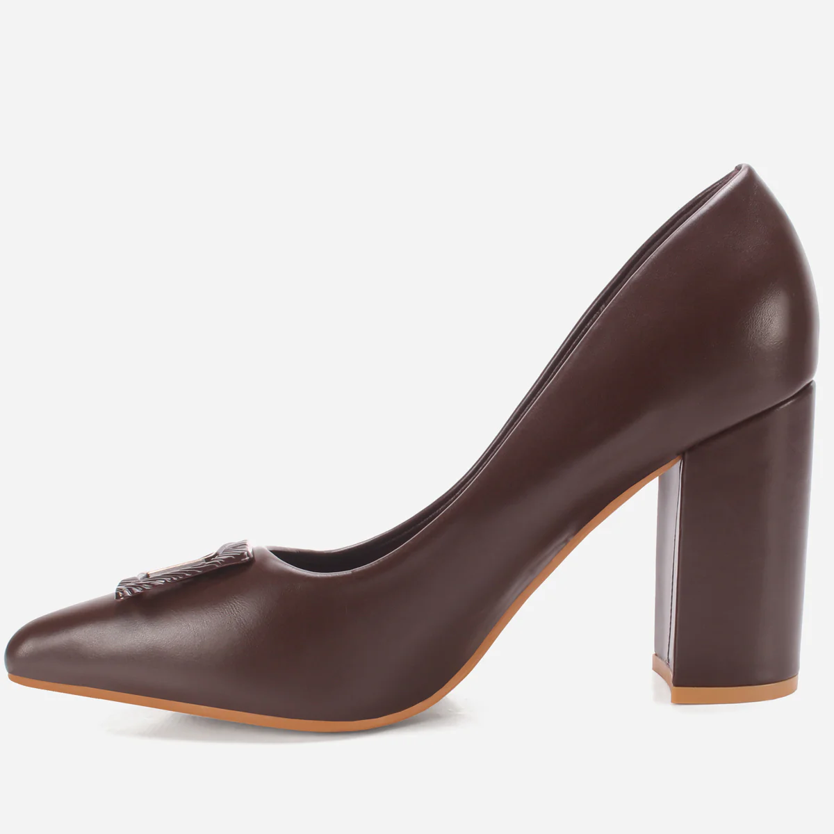 Womens "AINSLEY" Pointed Toe Block Heeled Courts - Image 3