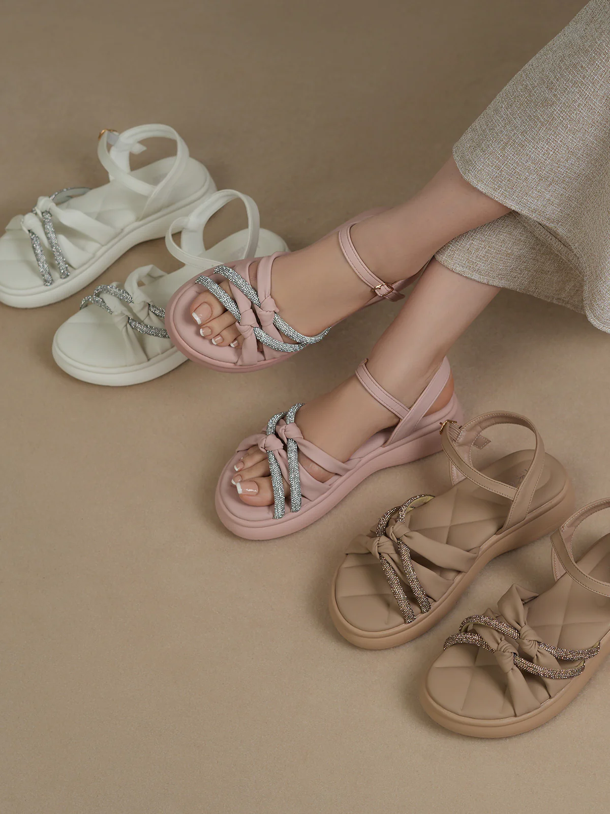 Womens "AISAK" Decorated Casual Sandals - Image 3