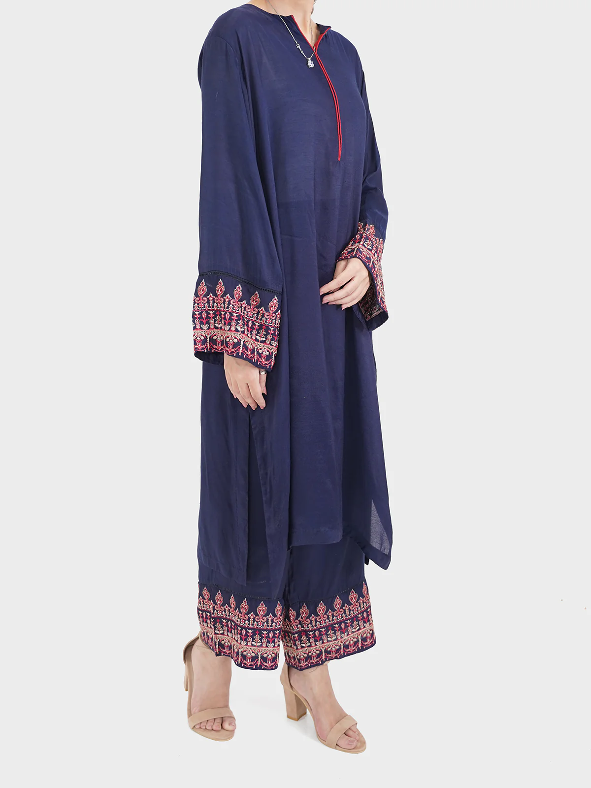 "AISLING" Cotton Net Stitched Two Piece Suit - Image 2