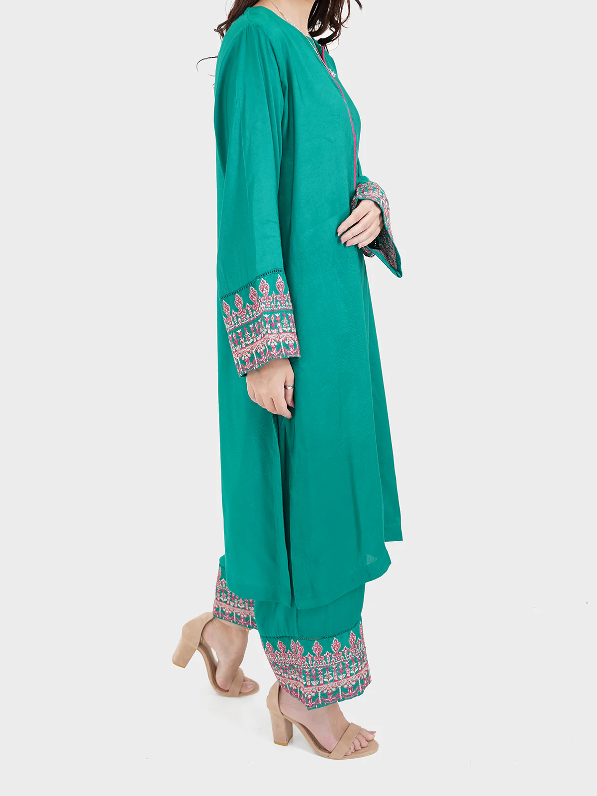 "AISLING" Cotton Net Stitched Two Piece Suit - Image 2