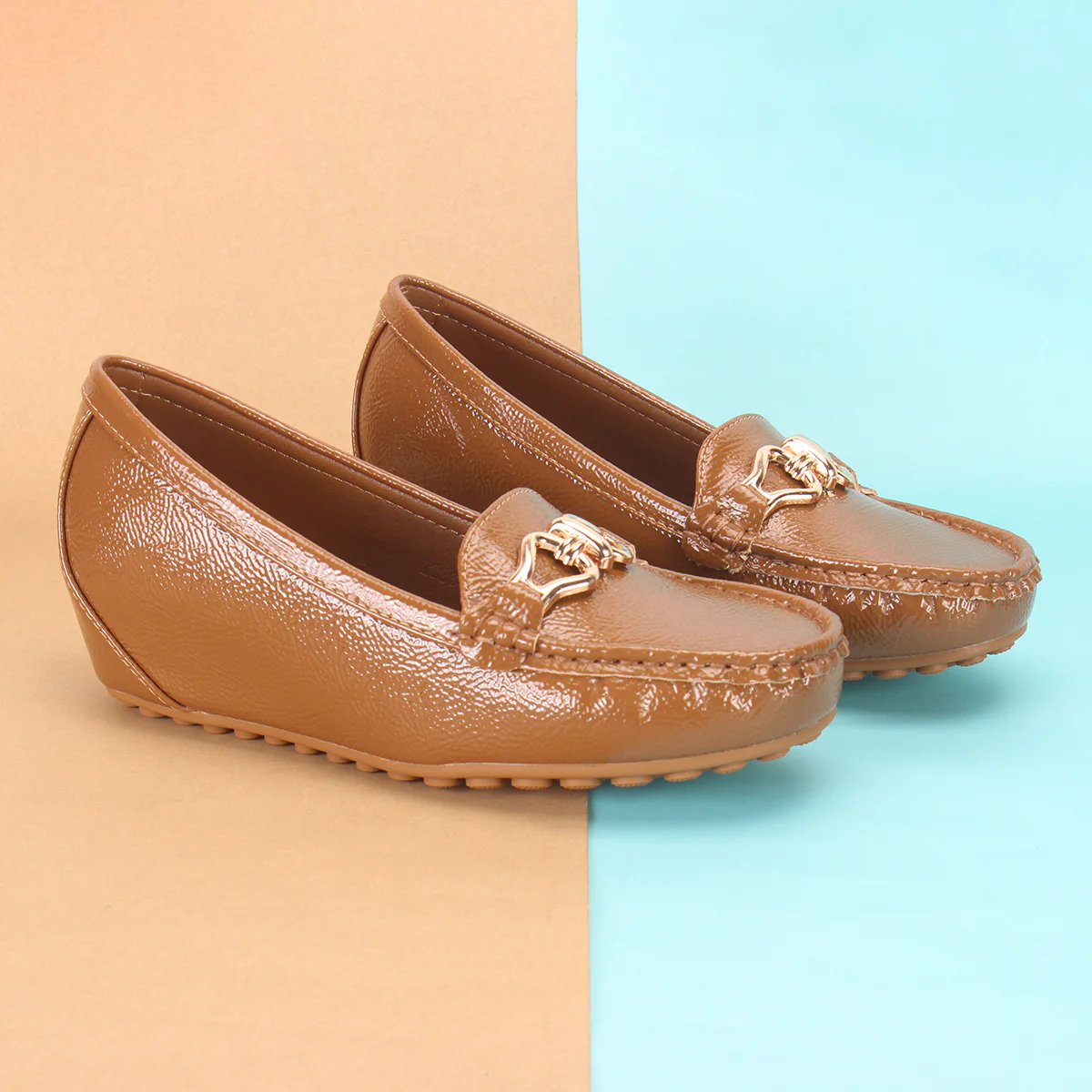 Womens "ALORA" High Wedge Comfy Moccasins - Image 6