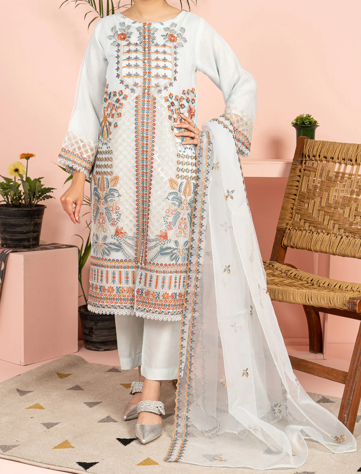 Womens "ASHA" Embriodered Three Piece Suit