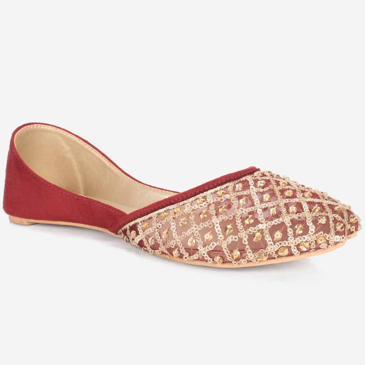 Womens "BARBRI" Decorated Net Khussa