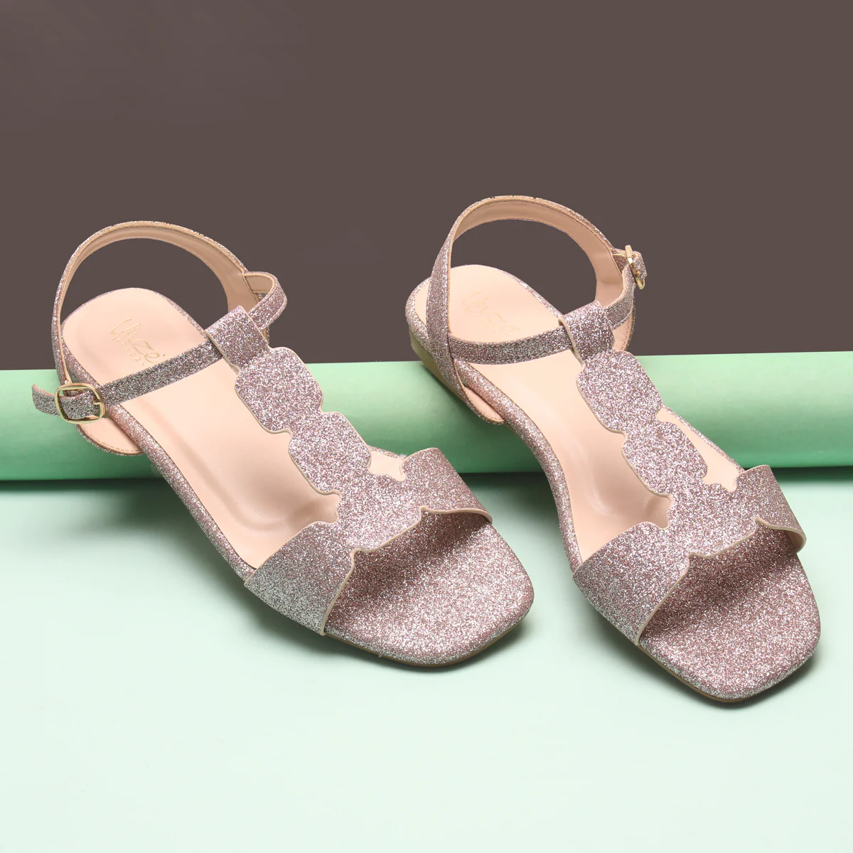 Womens "BENNU" Shimmery Summer Sandals - Image 6