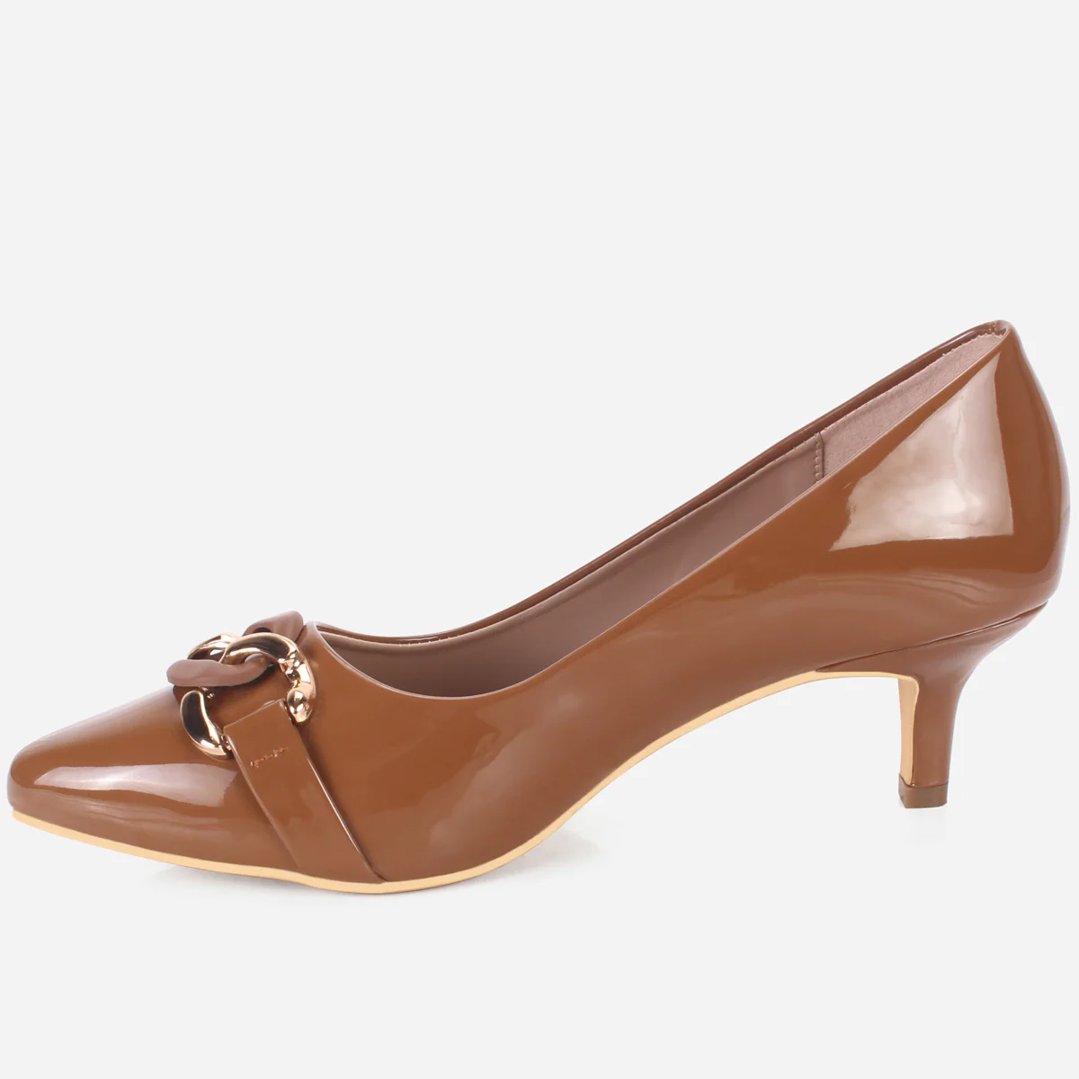 Womens "CINZIA" Patent Buckled Pointed Court Shoes - Image 3
